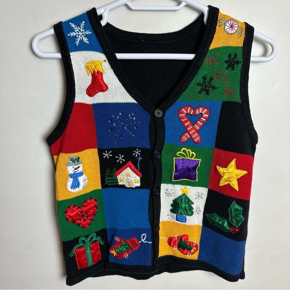 Vintage Christmas Vest Women's size Medium Holiday Ugly Sweater Grandmacore - Picture 6 of 6